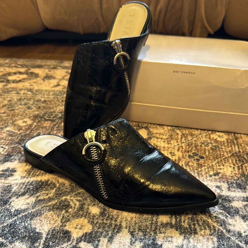 1. State Black Leather Women's Mules size 7.5